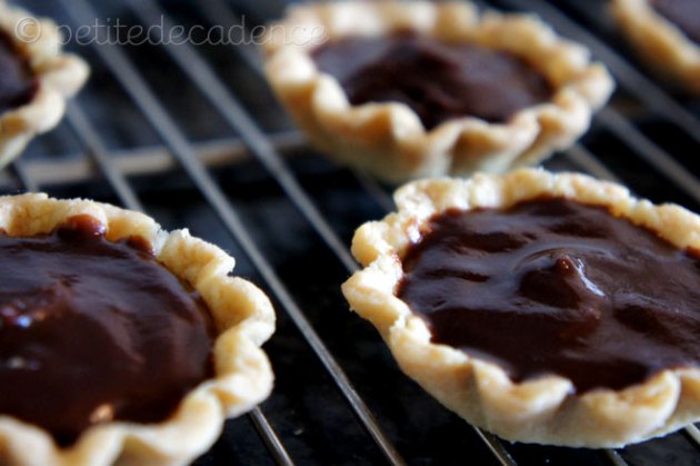 Chocolate and peanut butter tartlets